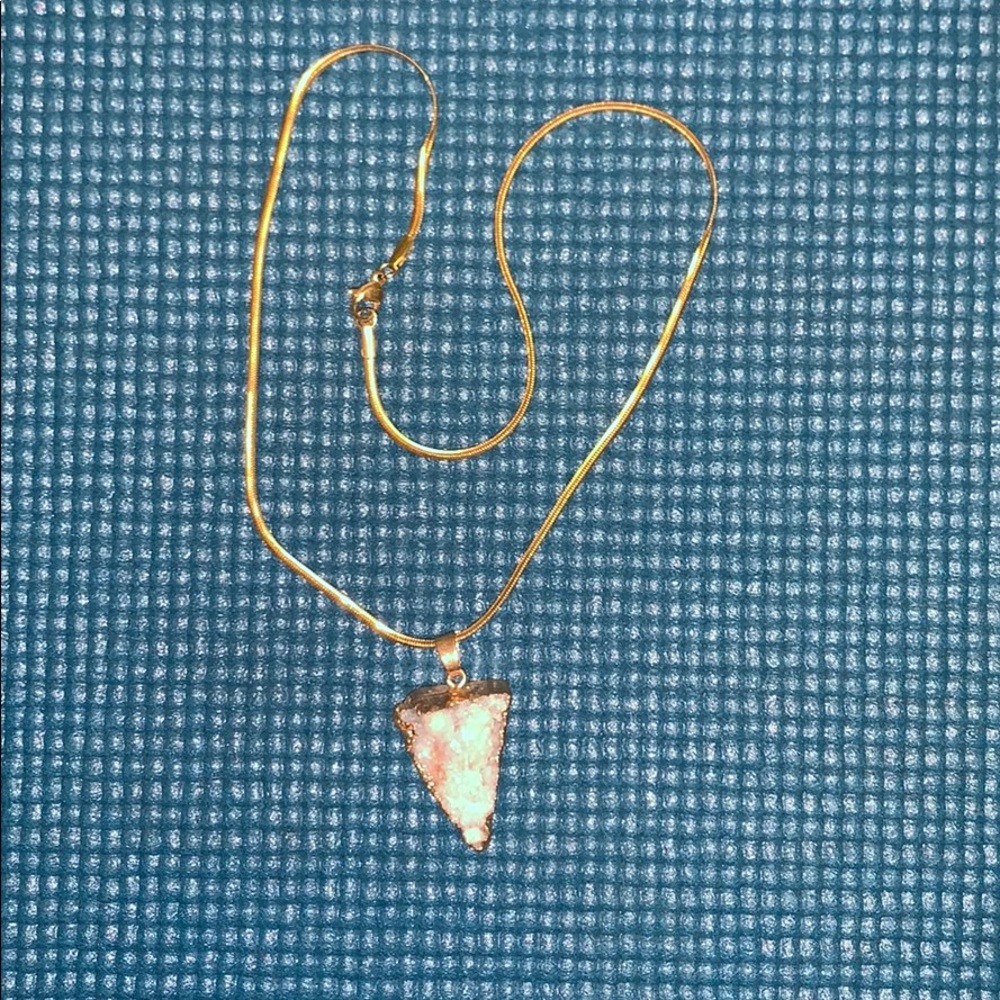 16 inch chain with stone pendant!